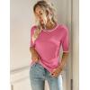 imageZeagoo Women Short Sleeve Sweater Summer Crew Neck Dressy Casual Soft Knit Pullover Tops TrendyHot Pink