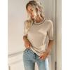 imageZeagoo Women Short Sleeve Sweater Summer Crew Neck Dressy Casual Soft Knit Pullover Tops TrendyKhaki