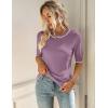 imageZeagoo Women Short Sleeve Sweater Summer Crew Neck Dressy Casual Soft Knit Pullover Tops TrendyPurple