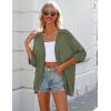 imageZeagoo Womens 2025 Lightweight Crochet Cardigan Sweaters Open Front 34 Sleeve Knit Kimono Summer Boho Cover UpArmy Green