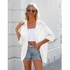 imageZeagoo Womens 2025 Lightweight Crochet Cardigan Sweaters Open Front 34 Sleeve Knit Kimono Summer Boho Cover UpAwhite