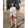 imageZeagoo Womens 2025 Lightweight Crochet Cardigan Sweaters Open Front 34 Sleeve Knit Kimono Summer Boho Cover UpAwhite