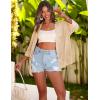imageZeagoo Womens 2025 Lightweight Crochet Cardigan Sweaters Open Front 34 Sleeve Knit Kimono Summer Boho Cover UpBeige