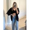 imageZeagoo Womens 2025 Lightweight Crochet Cardigan Sweaters Open Front 34 Sleeve Knit Kimono Summer Boho Cover UpBlack