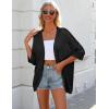 imageZeagoo Womens 2025 Lightweight Crochet Cardigan Sweaters Open Front 34 Sleeve Knit Kimono Summer Boho Cover UpBlack