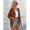 imageZeagoo Womens 2025 Lightweight Crochet Cardigan Sweaters Open Front 34 Sleeve Knit Kimono Summer Boho Cover UpBrown