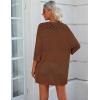 imageZeagoo Womens 2025 Lightweight Crochet Cardigan Sweaters Open Front 34 Sleeve Knit Kimono Summer Boho Cover UpBrown