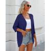 imageZeagoo Womens 2025 Lightweight Crochet Cardigan Sweaters Open Front 34 Sleeve Knit Kimono Summer Boho Cover UpDark Blue