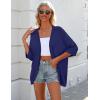 imageZeagoo Womens 2025 Lightweight Crochet Cardigan Sweaters Open Front 34 Sleeve Knit Kimono Summer Boho Cover UpDark Blue