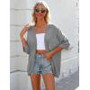 imageZeagoo Womens 2025 Lightweight Crochet Cardigan Sweaters Open Front 34 Sleeve Knit Kimono Summer Boho Cover UpGrey
