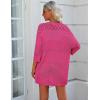 imageZeagoo Womens 2025 Lightweight Crochet Cardigan Sweaters Open Front 34 Sleeve Knit Kimono Summer Boho Cover UpHot Pink