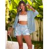 imageZeagoo Womens 2025 Lightweight Crochet Cardigan Sweaters Open Front 34 Sleeve Knit Kimono Summer Boho Cover UpLight Blue