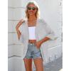 imageZeagoo Womens 2025 Lightweight Crochet Cardigan Sweaters Open Front 34 Sleeve Knit Kimono Summer Boho Cover UpLight Grey