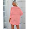 imageZeagoo Womens 2025 Lightweight Crochet Cardigan Sweaters Open Front 34 Sleeve Knit Kimono Summer Boho Cover UpPink