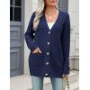imageZeagoo Womens 2025 Long Sleeve Chunky Cable Knit Fall Cardigans Sweaters Button Down Open Front Outerwear with PocketsBlue