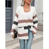 imageZeagoo Womens 2025 Long Sleeve Chunky Cable Knit Fall Cardigans Sweaters Button Down Open Front Outerwear with PocketsColorblock 643
