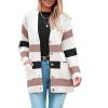 imageZeagoo Womens 2025 Long Sleeve Chunky Cable Knit Fall Cardigans Sweaters Button Down Open Front Outerwear with PocketsColorblock 643