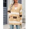 imageZeagoo Womens 2025 Long Sleeve Chunky Cable Knit Fall Cardigans Sweaters Button Down Open Front Outerwear with PocketsColorblock 645