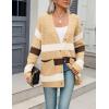 imageZeagoo Womens 2025 Long Sleeve Chunky Cable Knit Fall Cardigans Sweaters Button Down Open Front Outerwear with PocketsColorblock 645