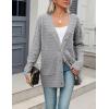 imageZeagoo Womens 2025 Long Sleeve Chunky Cable Knit Fall Cardigans Sweaters Button Down Open Front Outerwear with PocketsGray