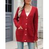 imageZeagoo Womens 2025 Long Sleeve Chunky Cable Knit Fall Cardigans Sweaters Button Down Open Front Outerwear with PocketsRed