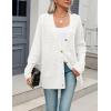 imageZeagoo Womens 2025 Long Sleeve Chunky Cable Knit Fall Cardigans Sweaters Button Down Open Front Outerwear with PocketsWhite