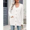 imageZeagoo Womens 2025 Long Sleeve Chunky Cable Knit Fall Cardigans Sweaters Button Down Open Front Outerwear with PocketsWhite