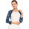imageZeagoo Womens 34 Sleeve Bolero Shrugs for Dresses Crochet Lace Open Front Cropped CardiganBlue Jeans