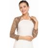 imageZeagoo Womens 34 Sleeve Bolero Shrugs for Dresses Crochet Lace Open Front Cropped CardiganCoffee