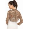 imageZeagoo Womens 34 Sleeve Bolero Shrugs for Dresses Crochet Lace Open Front Cropped CardiganCoffee