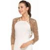 imageZeagoo Womens 34 Sleeve Bolero Shrugs for Dresses Crochet Lace Open Front Cropped CardiganCoffee