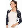 imageZeagoo Womens 34 Sleeve Bolero Shrugs for Dresses Crochet Lace Open Front Cropped CardiganDark Blue