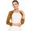 imageZeagoo Womens 34 Sleeve Bolero Shrugs for Dresses Crochet Lace Open Front Cropped CardiganToffee