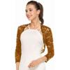 imageZeagoo Womens 34 Sleeve Bolero Shrugs for Dresses Crochet Lace Open Front Cropped CardiganToffee