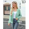 imageZeagoo Womens Lightweight Crochet Cropped Cardigan 2024 V Neck Long Sleeve Button up Bolero Shrug SweaterMint Green