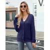 imageZeagoo Womens Lightweight Crochet Cropped Cardigan 2024 V Neck Long Sleeve Button up Bolero Shrug SweaterNavy Blue