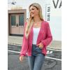 imageZeagoo Womens Lightweight Crochet Cropped Cardigan 2024 V Neck Long Sleeve Button up Bolero Shrug SweaterRose
