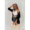 imageZeagoo Womens Open Front Cardigans Lightweight 34 Sleeve Lace Kimono Soft Draped Cover UpsBlack