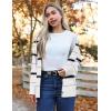 imageZeagoo Womens Oversized Button Cardigan Sweaters 2024 Fall Open Front Lightweight Cardigans V Neck Loose Knit OutwearNarrow Striped White