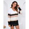 imageZeagoo Womens Oversized Button Cardigan Sweaters 2024 Fall Open Front Lightweight Cardigans V Neck Loose Knit OutwearWide Striped Khaki