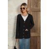 imageZeagoo Womens V Neck Button Long Cardigan Sweater Casual 2024 Fall Knit Sweater Blazer with PocketsBlack