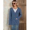 imageZeagoo Womens V Neck Button Long Cardigan Sweater Casual 2024 Fall Knit Sweater Blazer with PocketsBlue