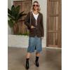 imageZeagoo Womens V Neck Button Long Cardigan Sweater Casual 2024 Fall Knit Sweater Blazer with PocketsBrown