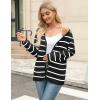 imageZeagoo Womens V Neck Button Long Cardigan Sweater Casual 2024 Fall Knit Sweater Blazer with PocketsStripe Black