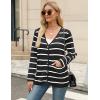 imageZeagoo Womens V Neck Button Long Cardigan Sweater Casual 2024 Fall Knit Sweater Blazer with PocketsStripe Black