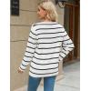 imageZeagoo Womens V Neck Button Long Cardigan Sweater Casual 2024 Fall Knit Sweater Blazer with PocketsStripe White
