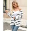 imageZeagoo Womens V Neck Button Long Cardigan Sweater Casual 2024 Fall Knit Sweater Blazer with PocketsStripe White