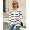 imageZeagoo Womens V Neck Button Long Cardigan Sweater Casual 2024 Fall Knit Sweater Blazer with PocketsStripe White