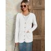 imageZeagoo Womens V Neck Button Long Cardigan Sweater Casual 2024 Fall Knit Sweater Blazer with PocketsWhite