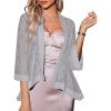 imageZeagoo Kimono Cardigans for Women 34 Sleeves Open Front Lightweight Shrug Lace Jackets for Evening DressesGrey